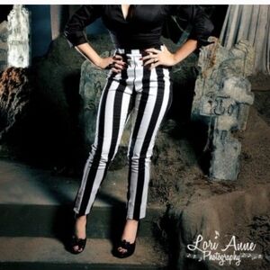 Pinup Couture Black and White Striped Pants XL